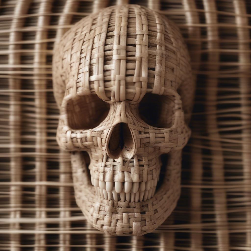 Close-up of a skull basket weave, showcasing the intricate details and craftsmanship.