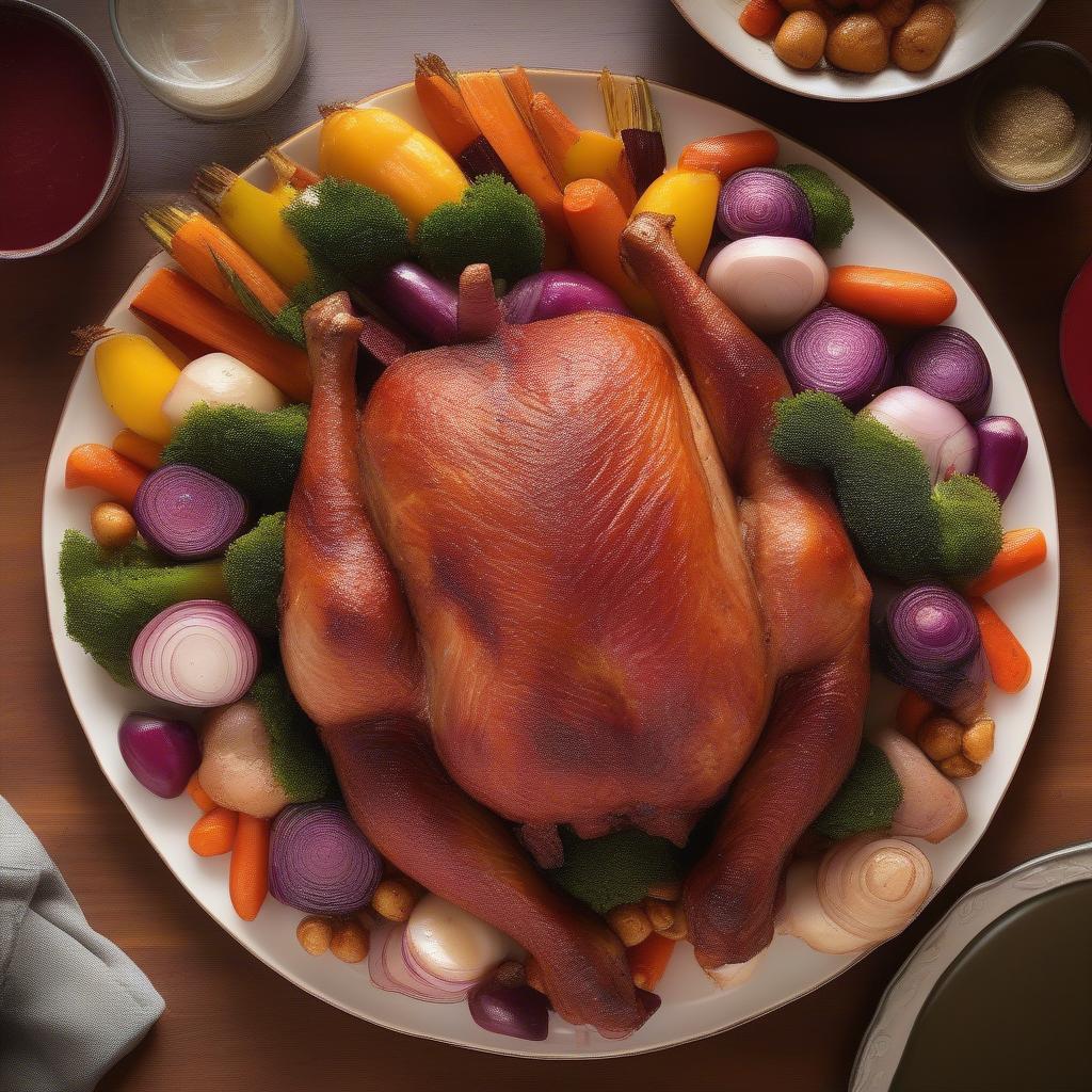 Sliced Basket Weave Bacon Wrapped Turkey on a Serving Platter