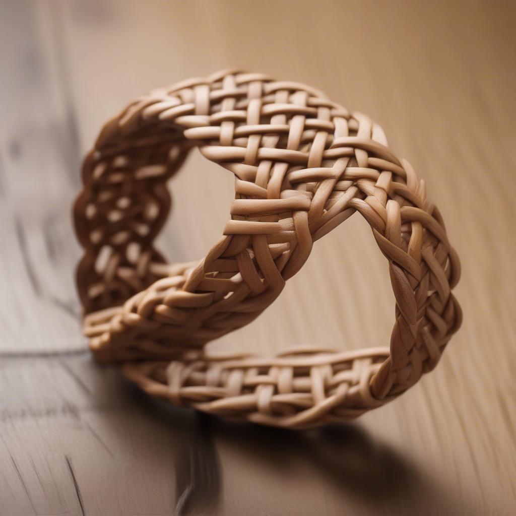 Close-up of a small basket weave bracelet showcasing intricate detail and craftsmanship.