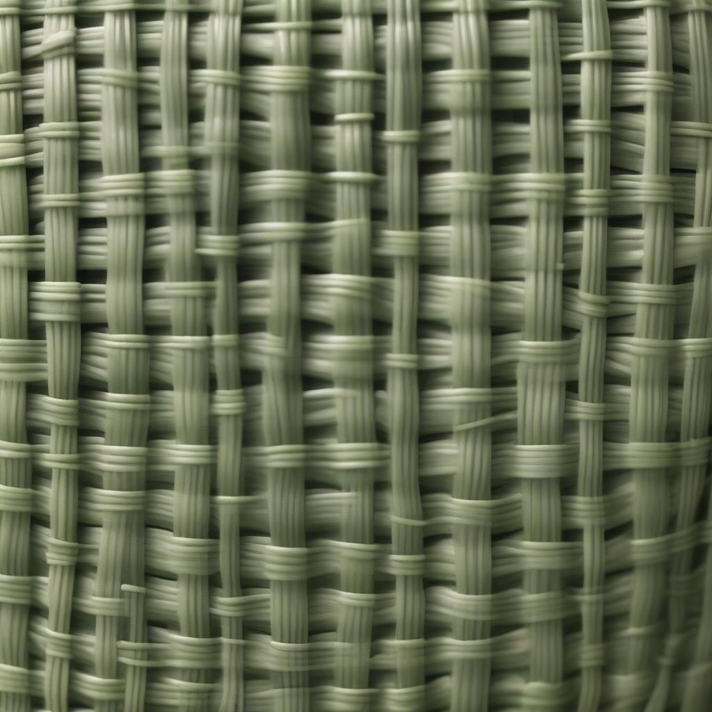 Close-up view of a small green frost basket weave, showcasing the intricate details and craftsmanship.