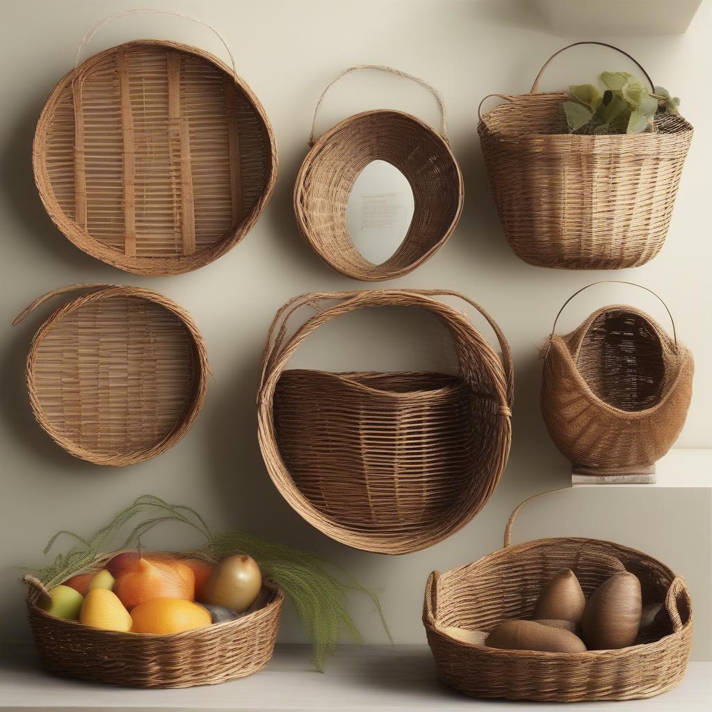 Variety of small open weave baskets showcasing different materials, shapes, and sizes.