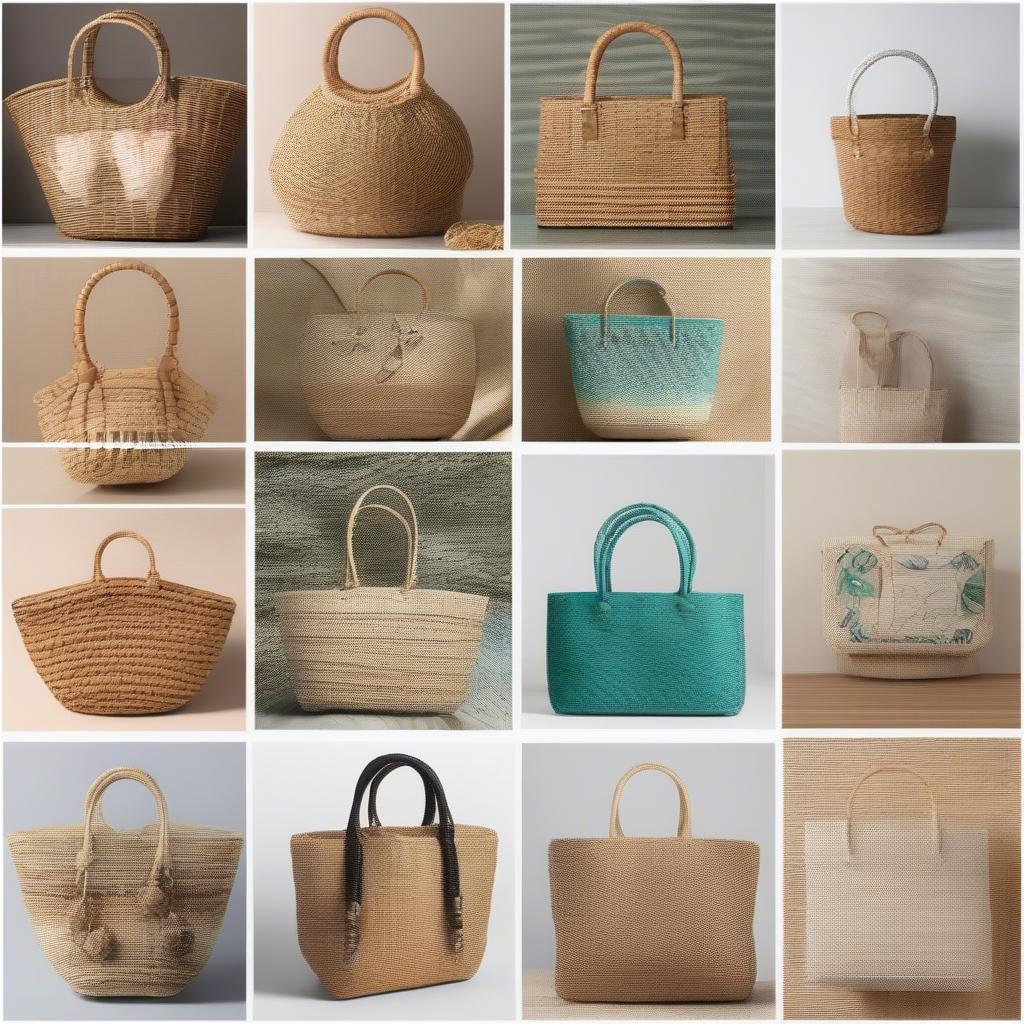 A Variety of Small Woven Beach Bags