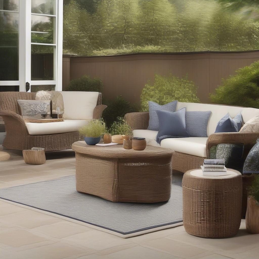 Smith & Hawken rug in an outdoor seating area