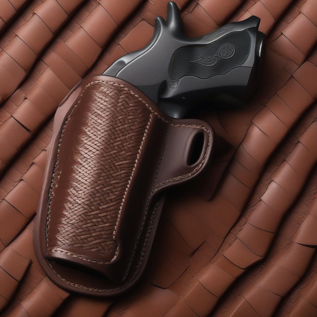 Close-up view of a Smith & Wesson basket weave holster