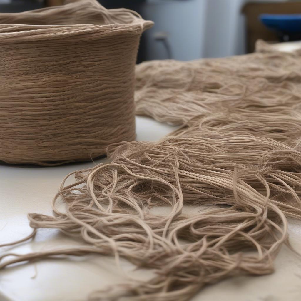 Soaked vines ready for basket weaving