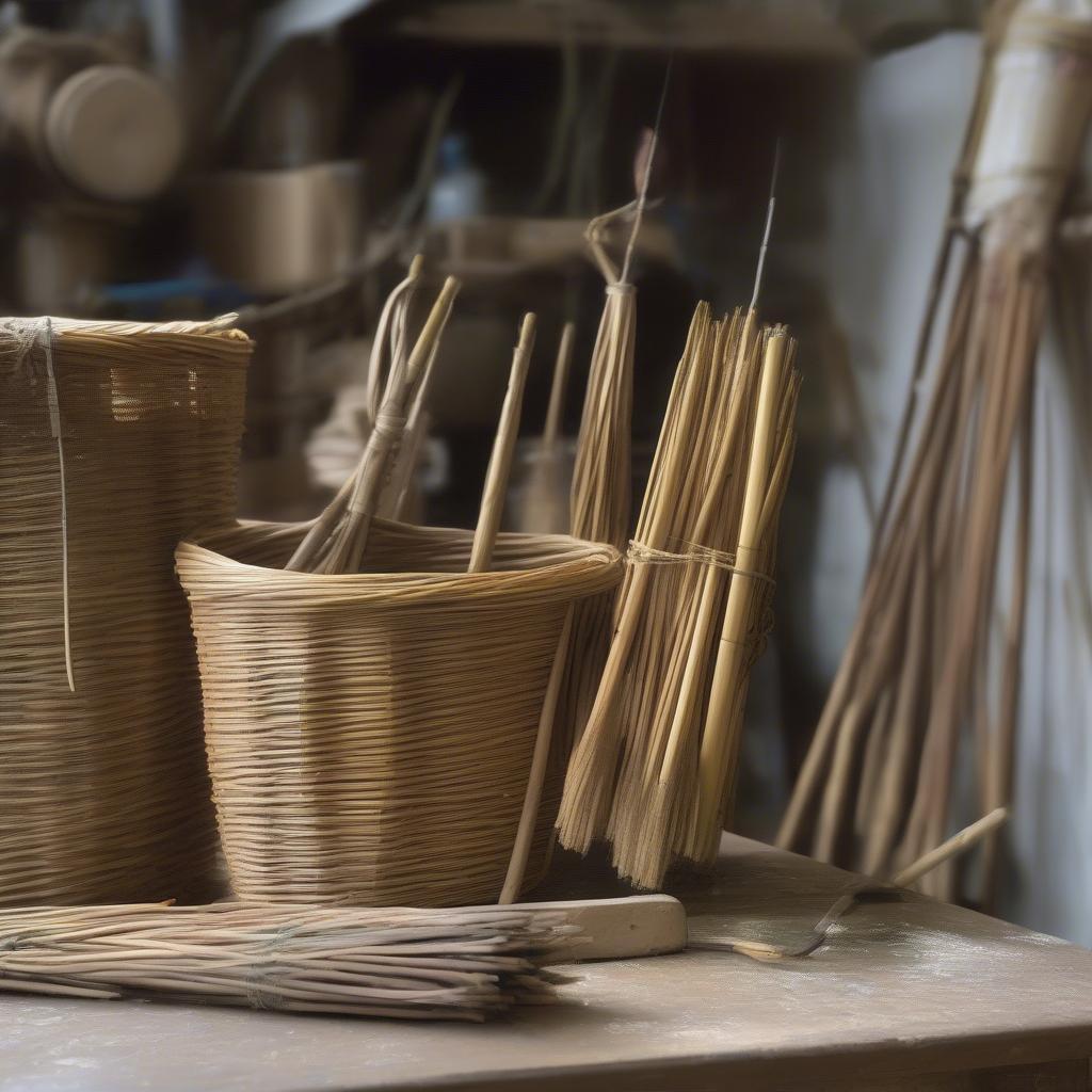 Soaked Willow Rods Ready for Weaving