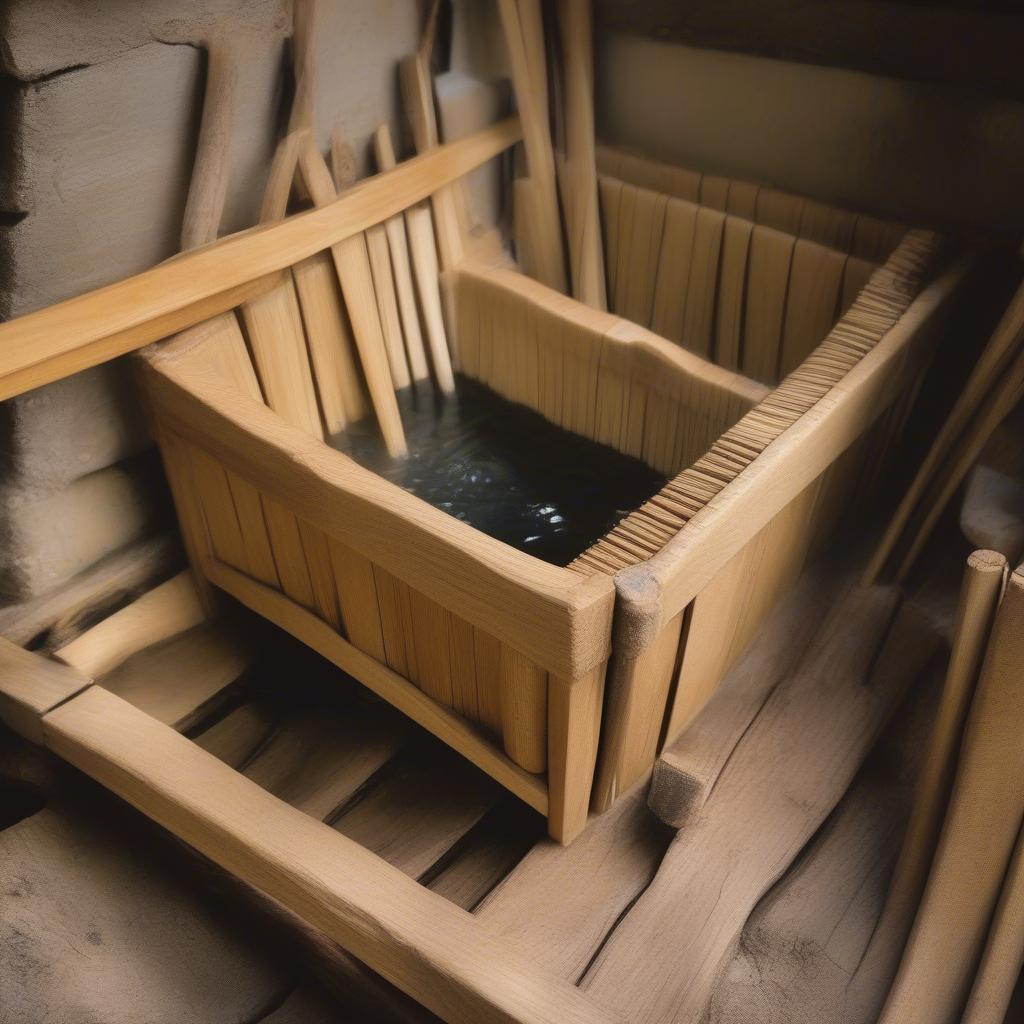 Soaking Oak Splints for Basket Weaving