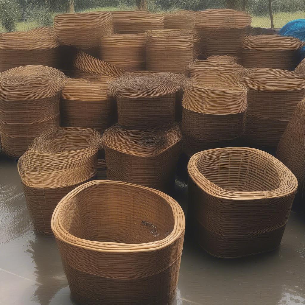 Soaking Rattan for Basket Weaving