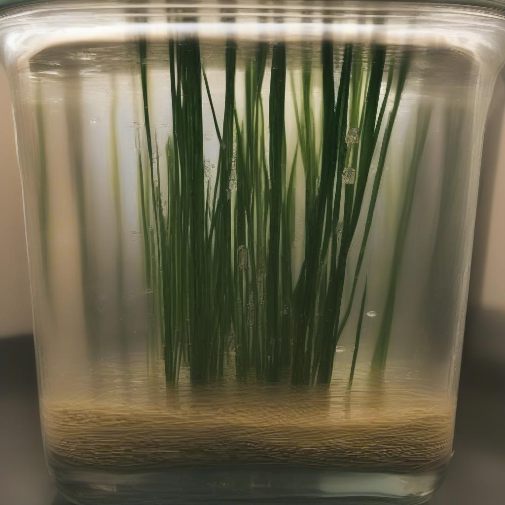 Soaking Reed for Basket Weaving: Reed Submerged in Water