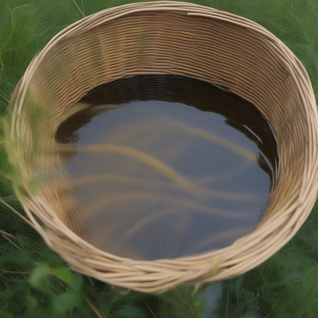 Willow soaking in a tub, ready for basket weaving.