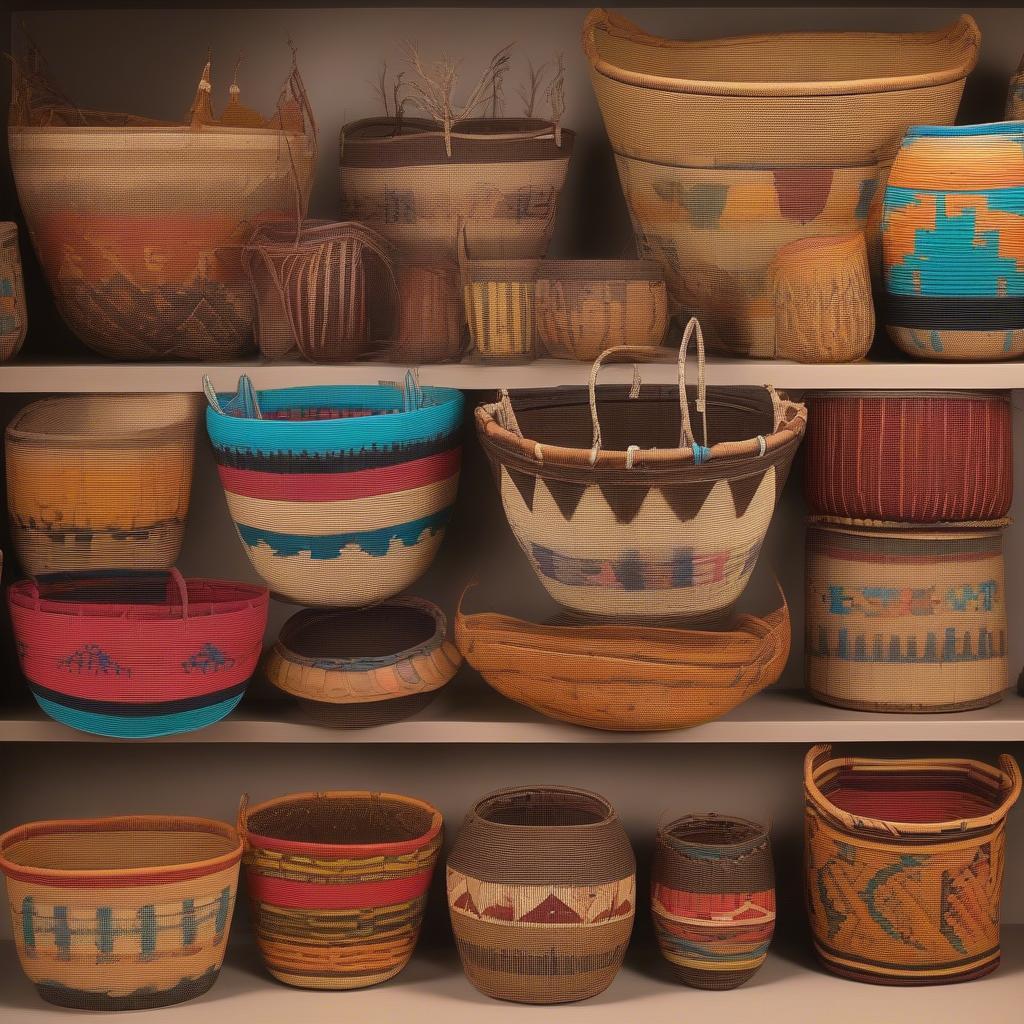 Southwestern Native American Baskets: Vibrant Colors and Geometric Patterns