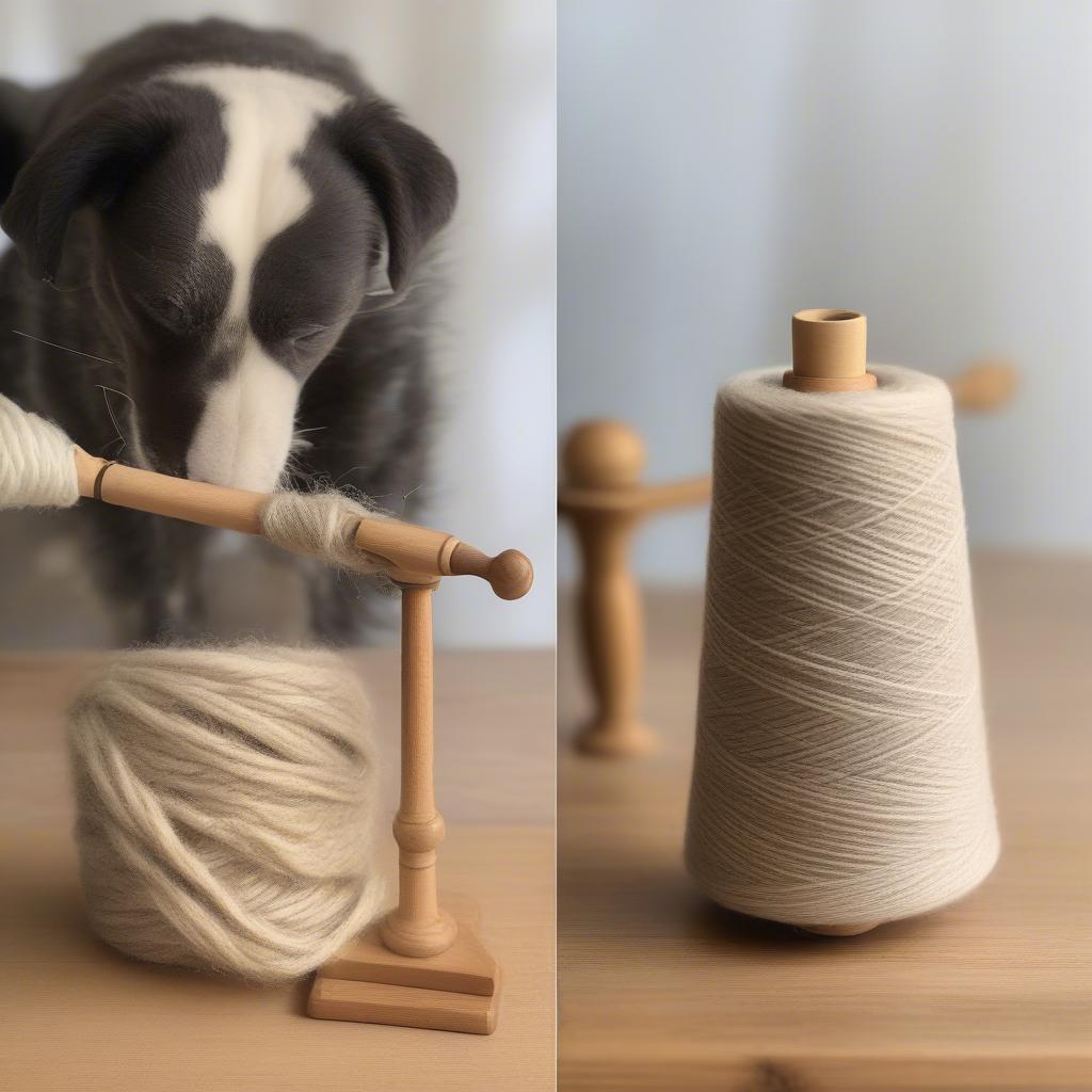 Spinning Dog Hair Yarn Using Wheel or Spindle