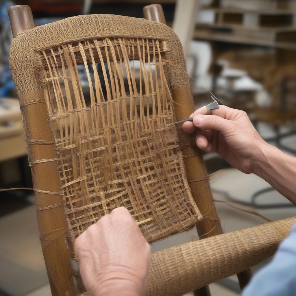 Splicing New Wicker into a Chair Frame