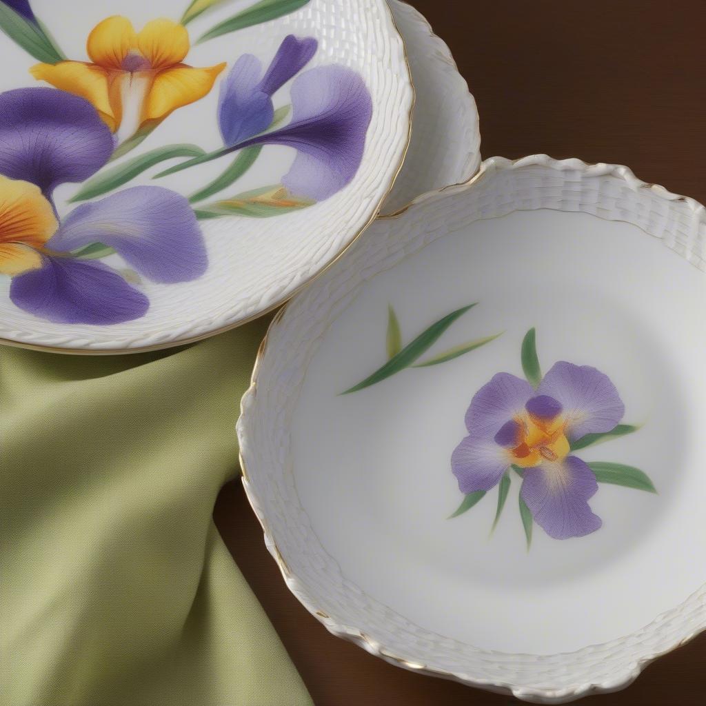 Spode Iris Basket Weave Salad Plate Close-Up