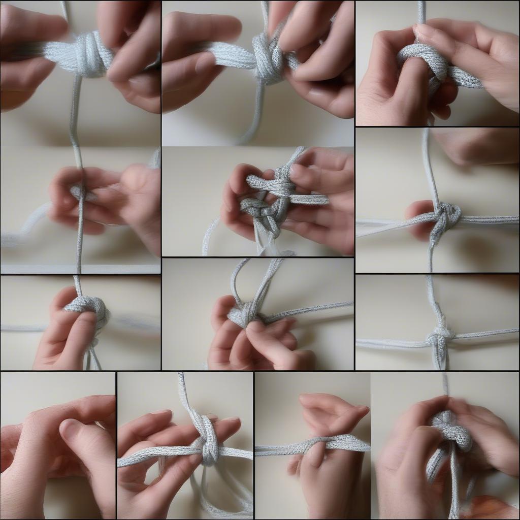 Step-by-step tutorial for tying a square knot