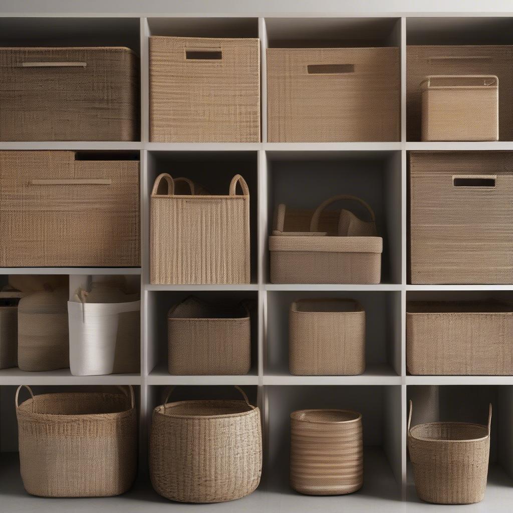 Storage Baskets with Staggered Diamond Weave