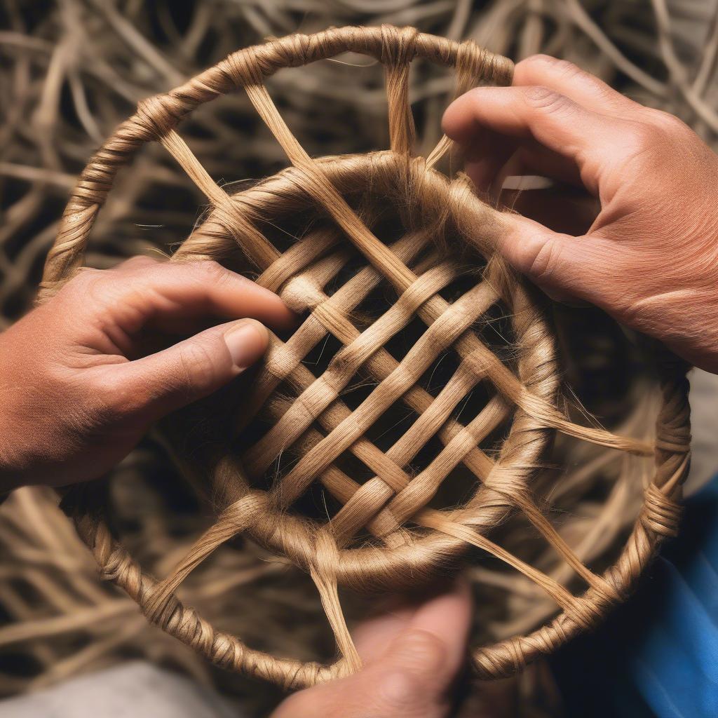 Creating the Base of a Hopps Vine Basket