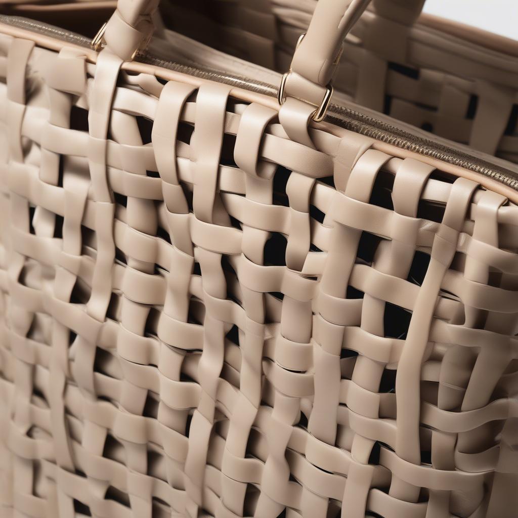 Close-up of the woven pattern on a Stella McCartney Beckett bag