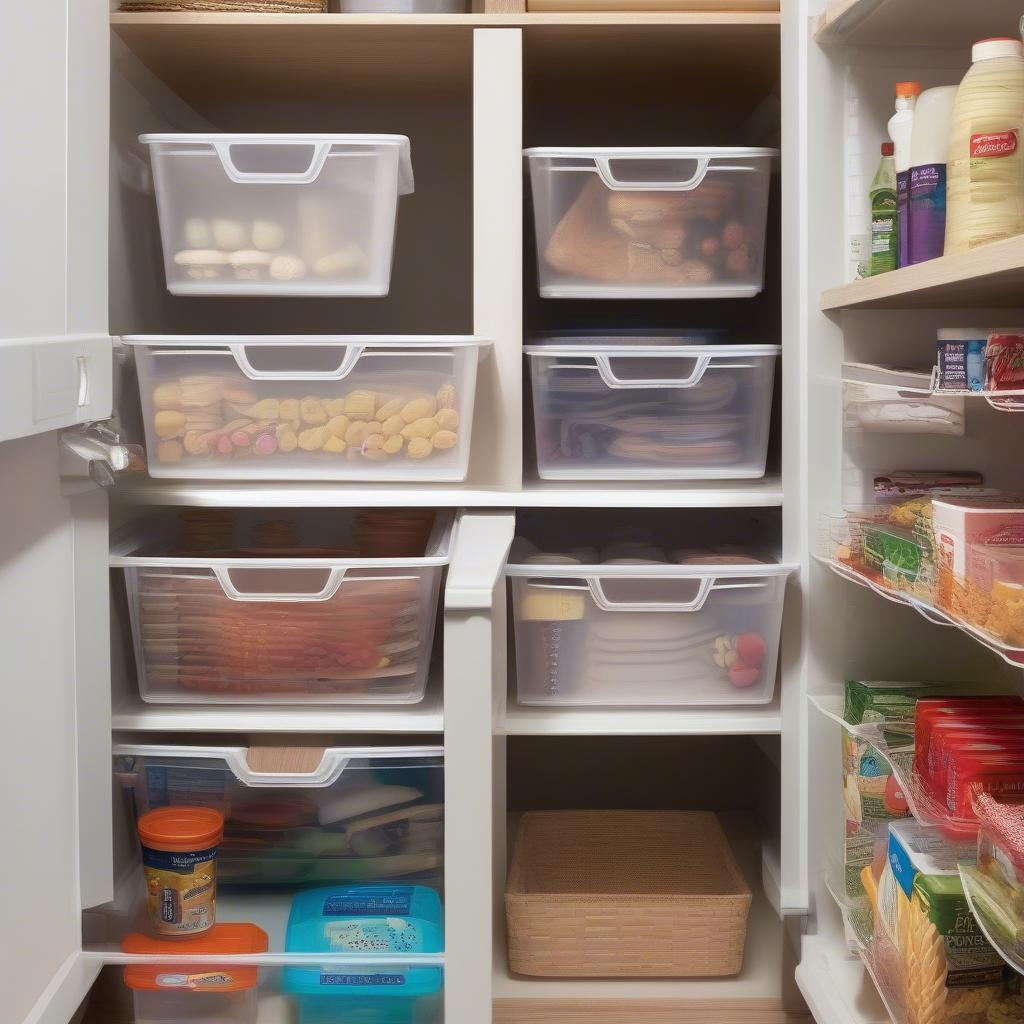 Sterilite 1270 Weave Basket in a Pantry