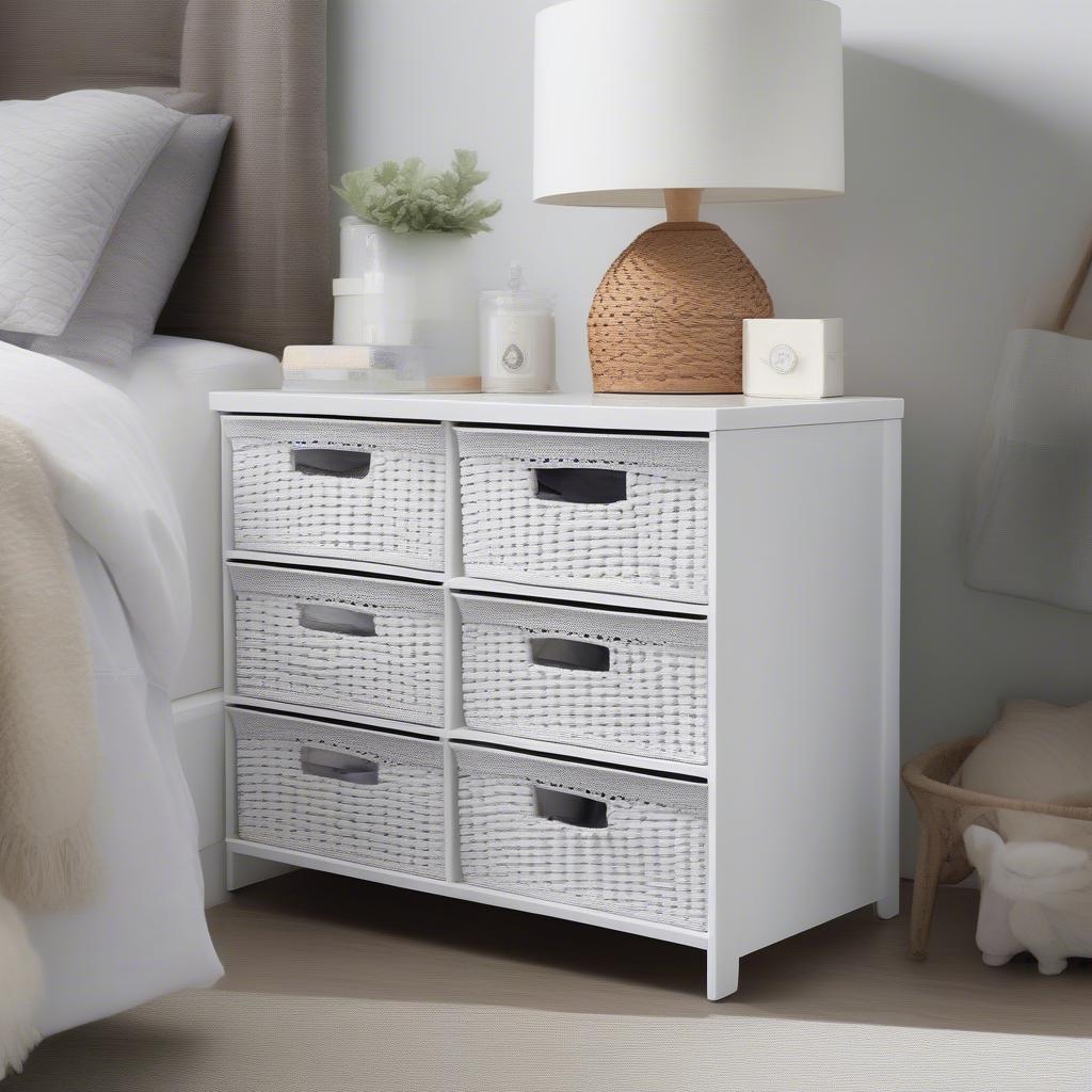 Sterilite Basket Weave 3 Drawer Unit in a Bedroom