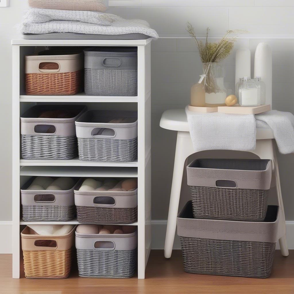 Sterilite Short Weave Wicker Basket Storage Solution