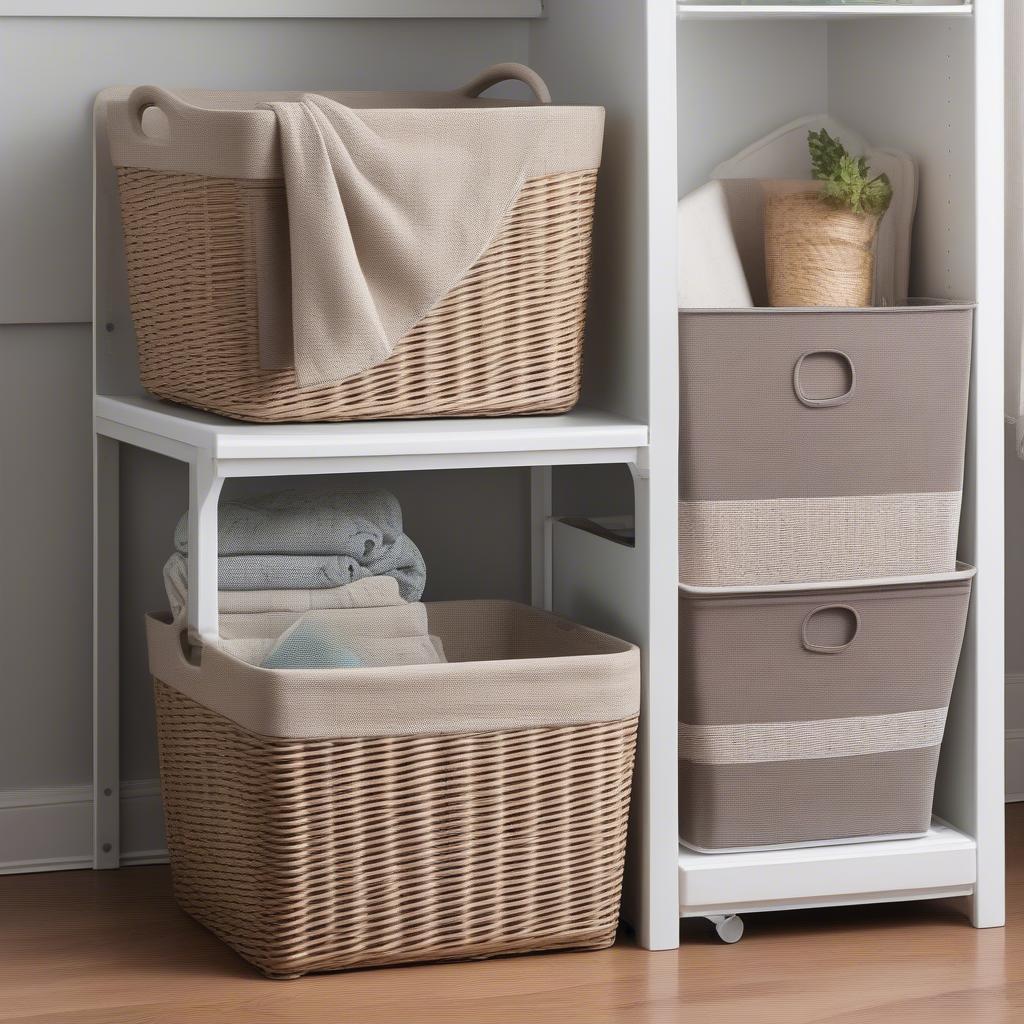 Comparison of Sterilite Tall Weave Basket with Wicker and Fabric Storage Bins