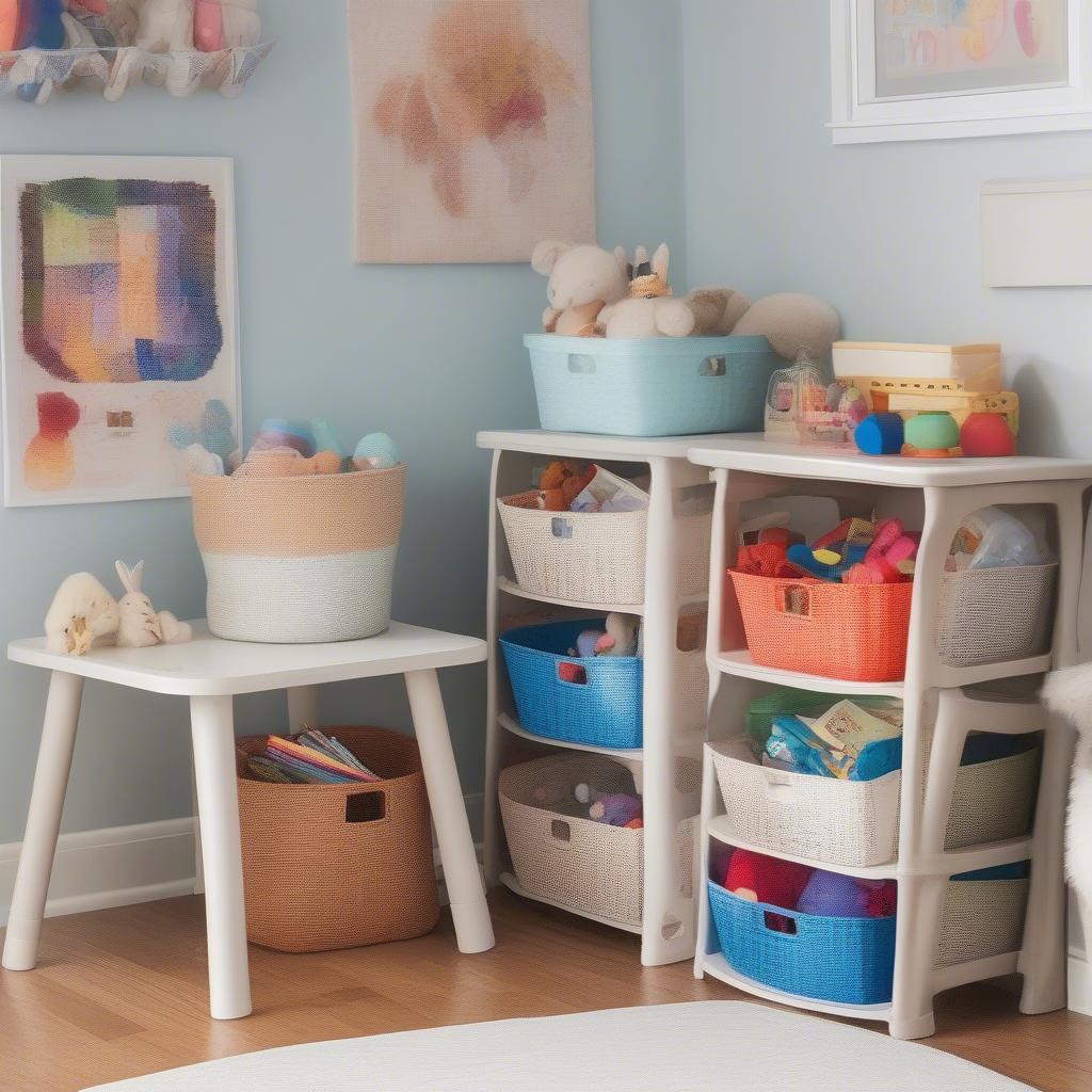 Sterilite Wicker Baskets in a Child's Room