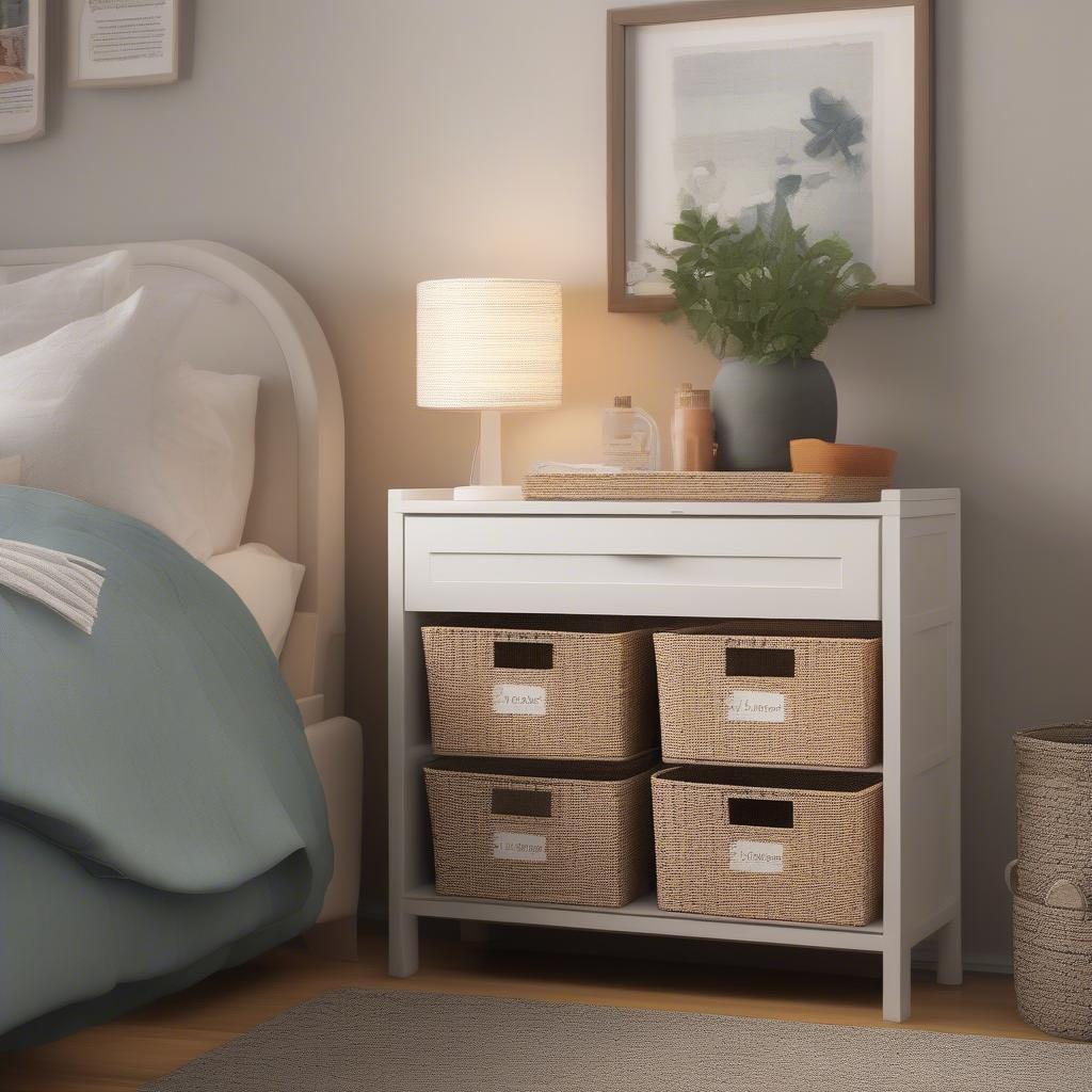 Sterlite 4 Drawer Basket Weave in Bedroom Setting