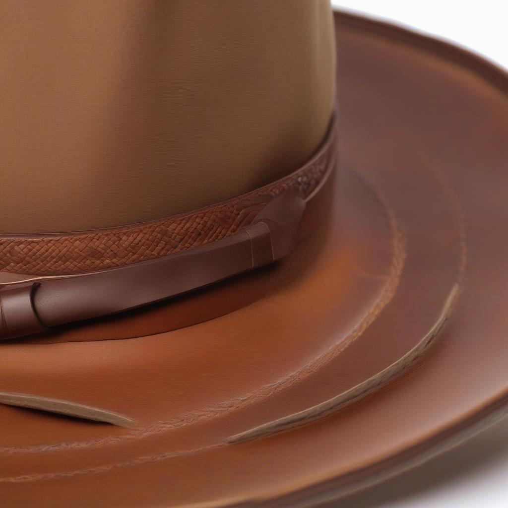 Detailed view of the Stetson 6x Beaver hat with basket weave, showing the stitching and sweatband