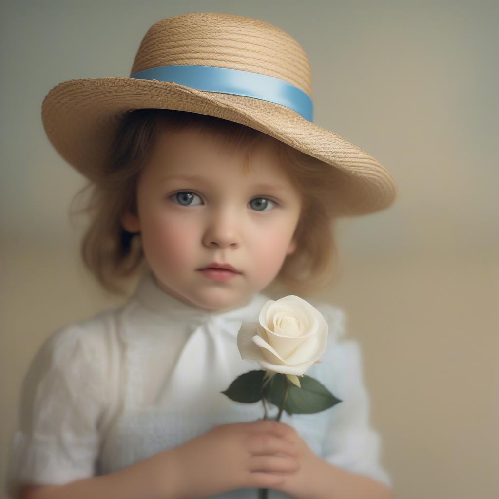 White Rose Adorned Straw Hat