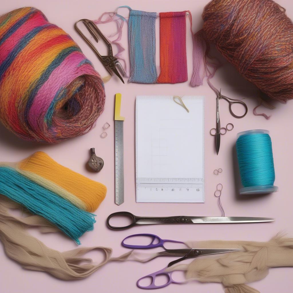 Essential tools and materials for string bag weaving