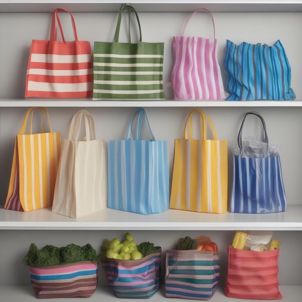 Various Striped Woven Plastic Bags