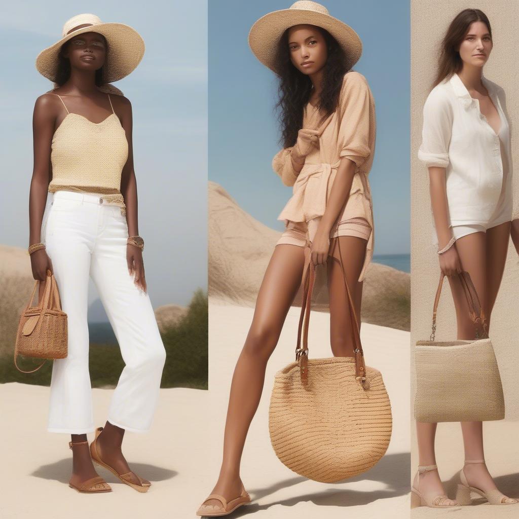 Styling a Coach Woven Straw Bag with Different Outfits