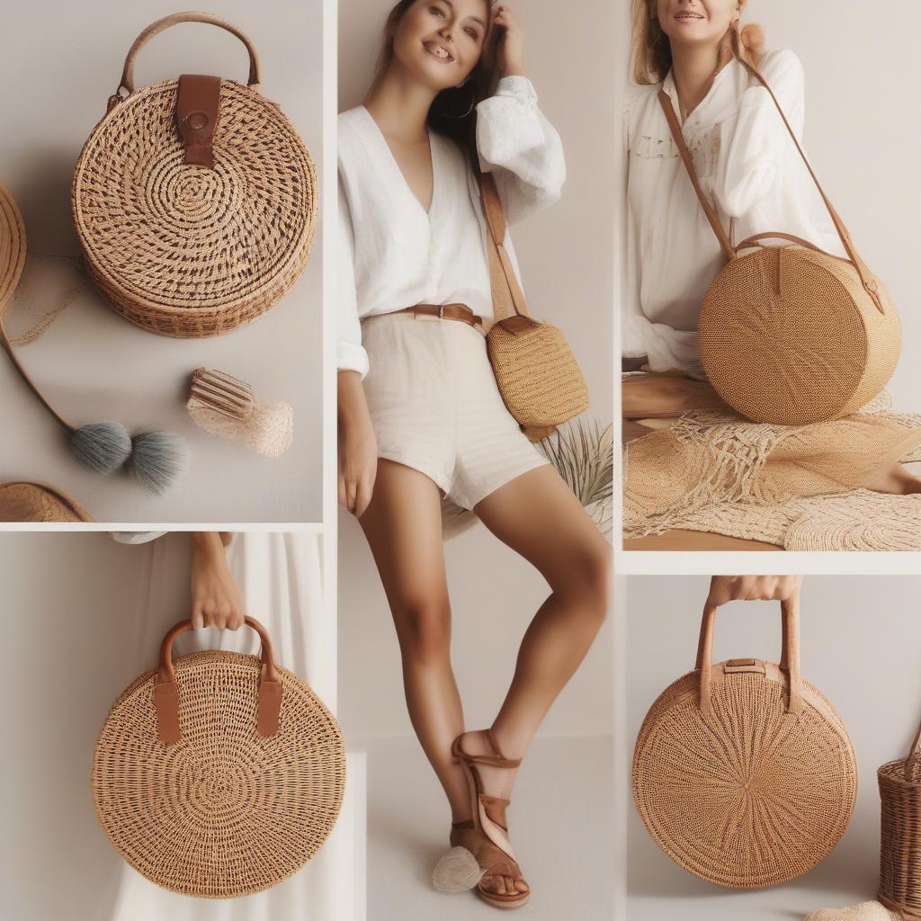 Styling a Handmade Round Woven Rattan Bag