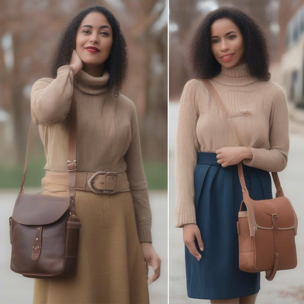 Examples of how to style a vtg Miles Woven Ctge Belt Co canvas bag with different outfits.