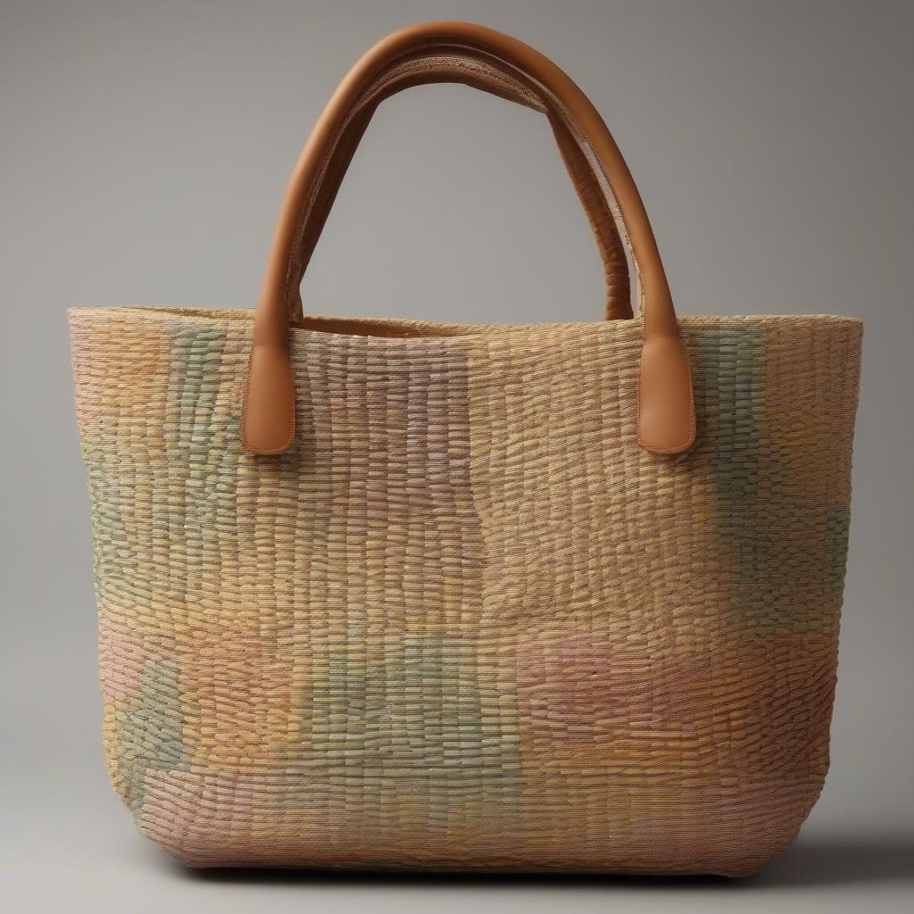 Collection of stylish weaved bags showcasing various designs and materials.