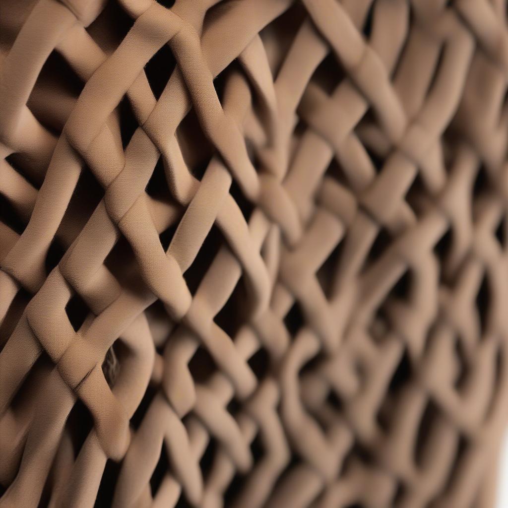 Close-up of a suede woven bag showing intricate details