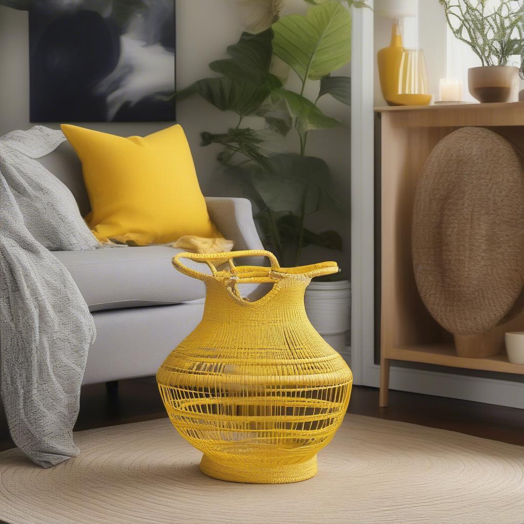 Sunshine Yellow Viking Basket in a Modern Home