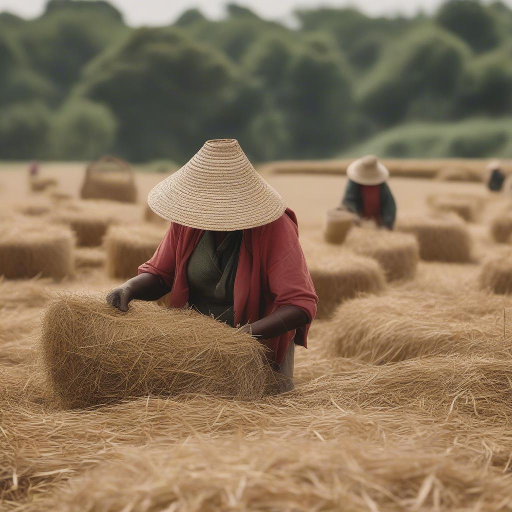 Sustainable straw harvesting practices for basket bag production