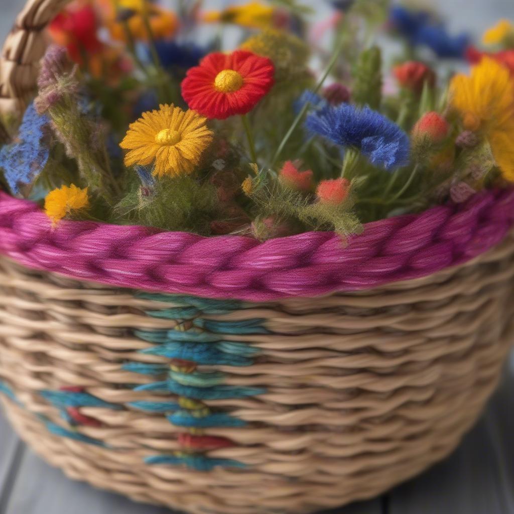 Close-up of a Sweater Weave Wildflower Basket