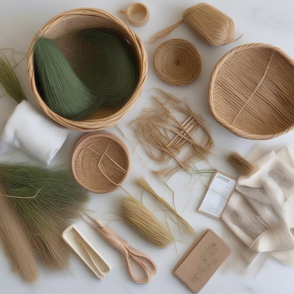 Contents of a Sweet Grass Basket Weaving Kit