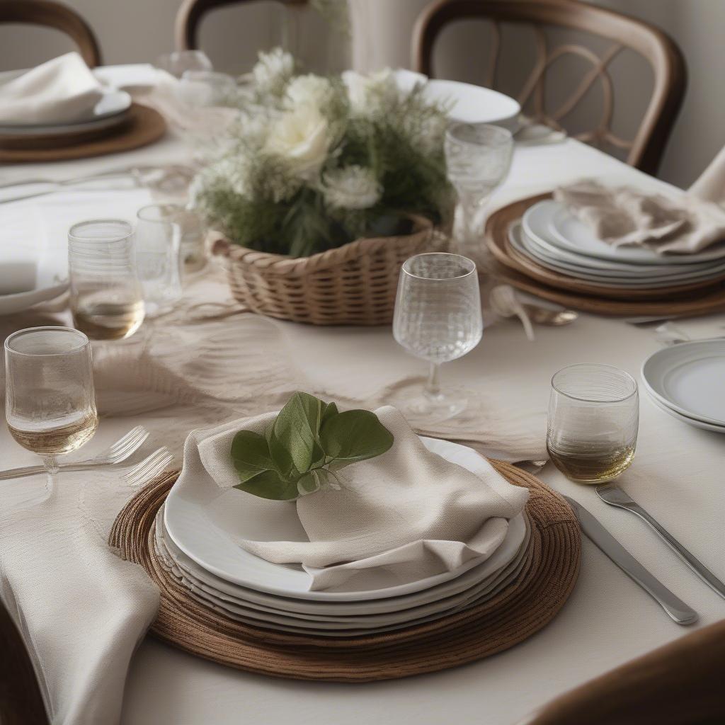 Table Setting with Basket Weave Dinnerware