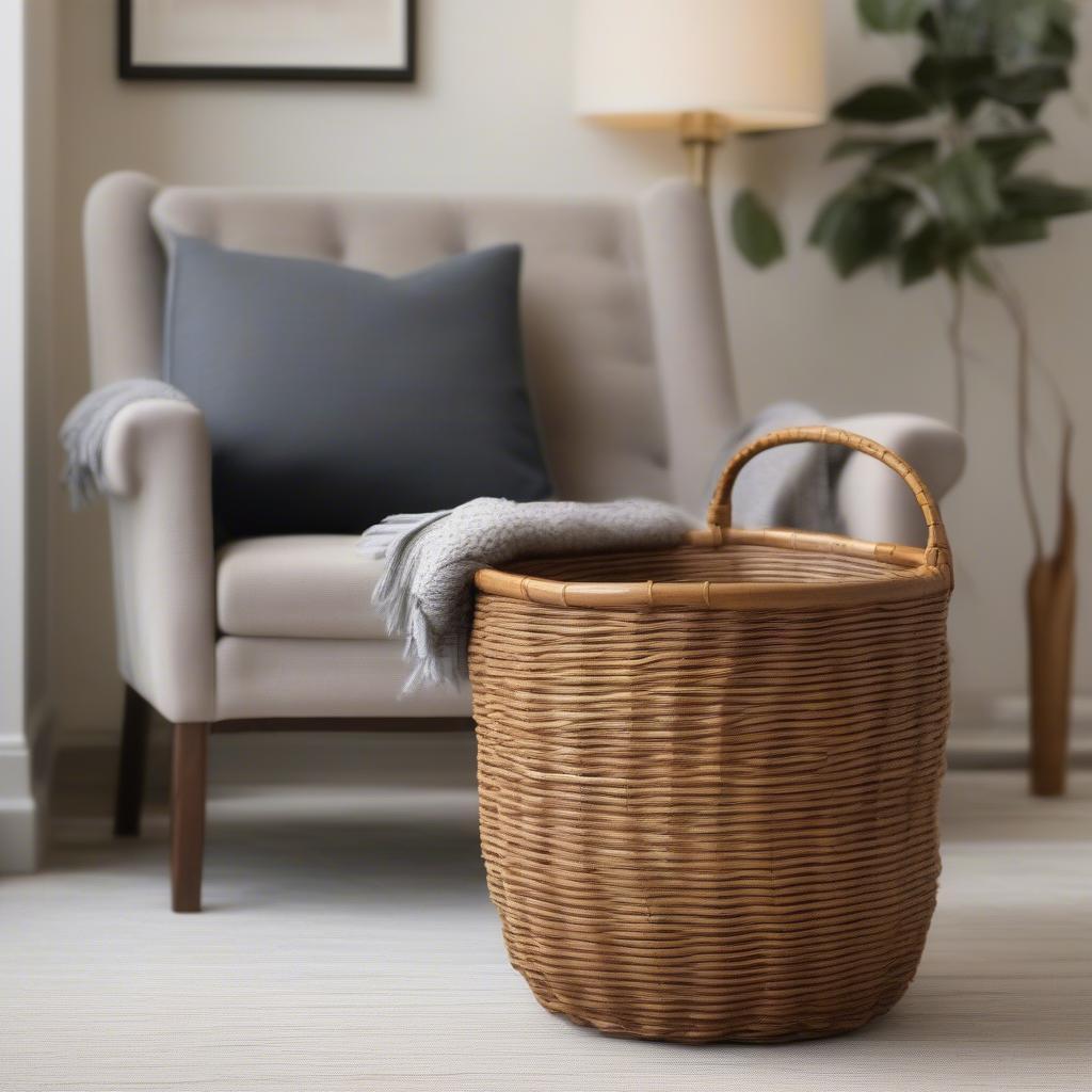 Tall Weave Basket in Living Room