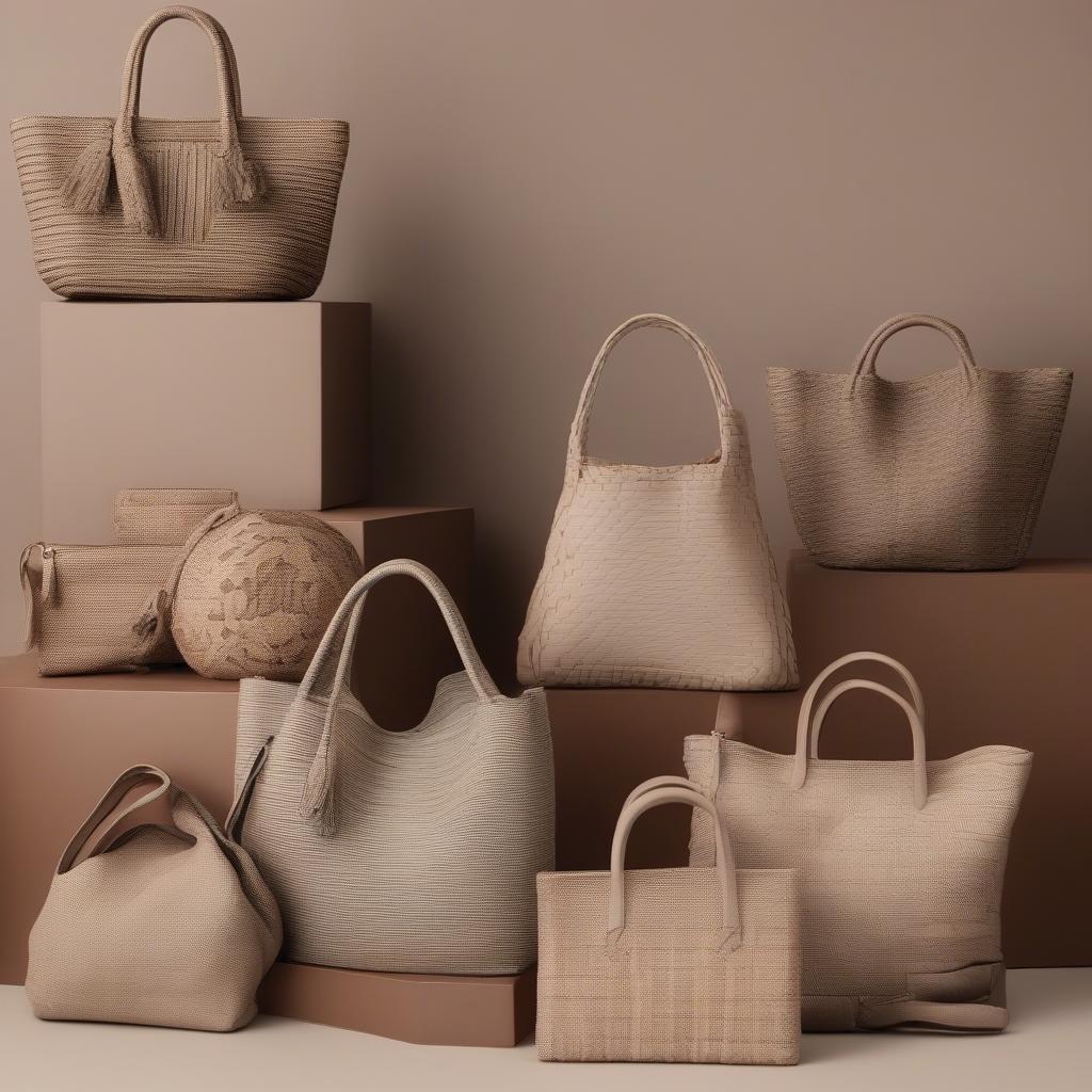 Different Styles of Taupe Woven Bags