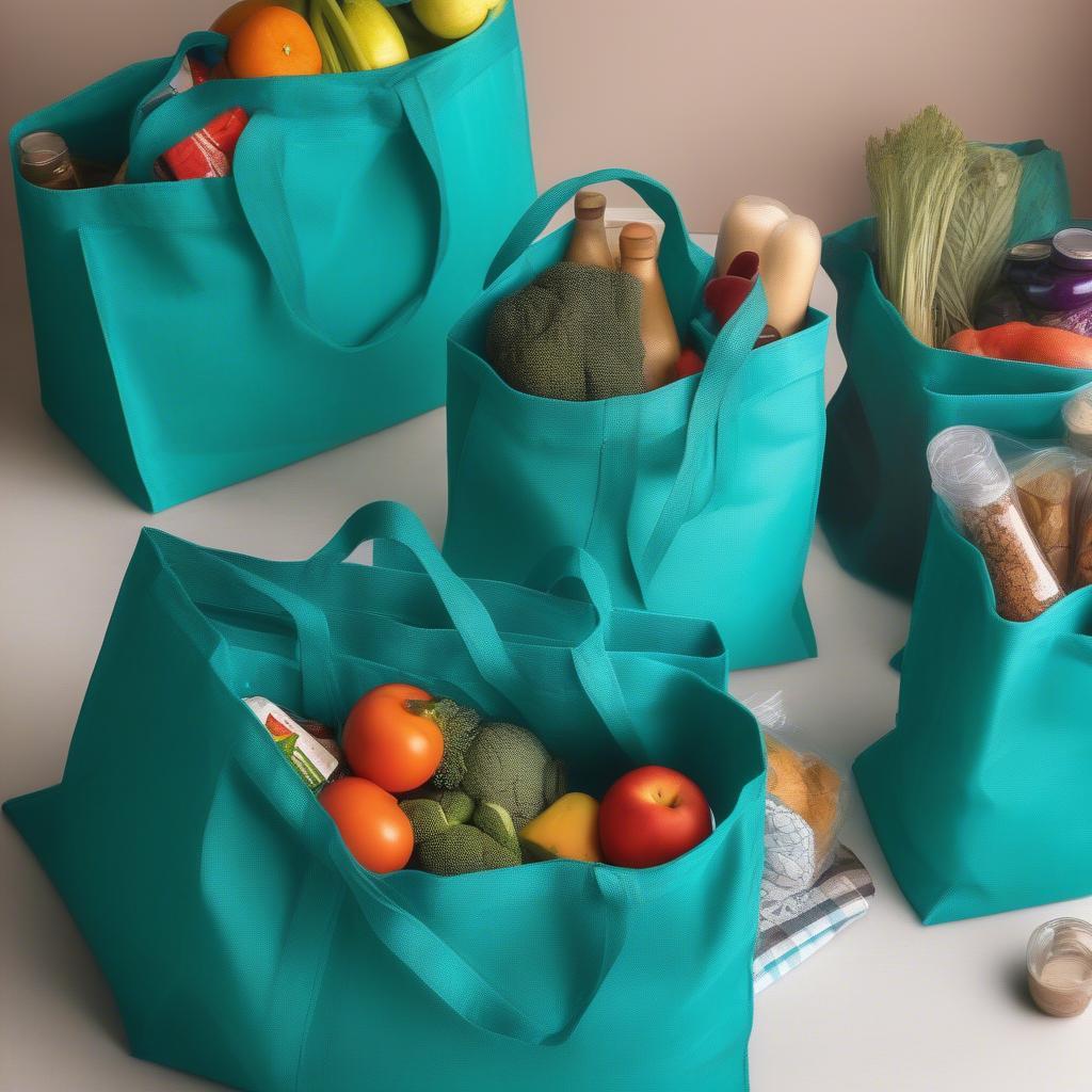 Teal Non-Woven Shopping Bags