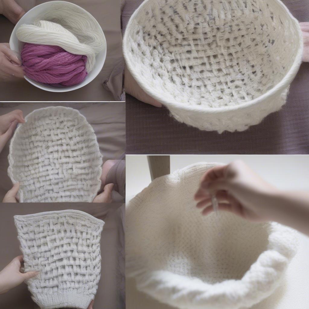 Image showing how to properly care for a teeberry and weave basket textured cardigan, focusing on hand washing and drying techniques.