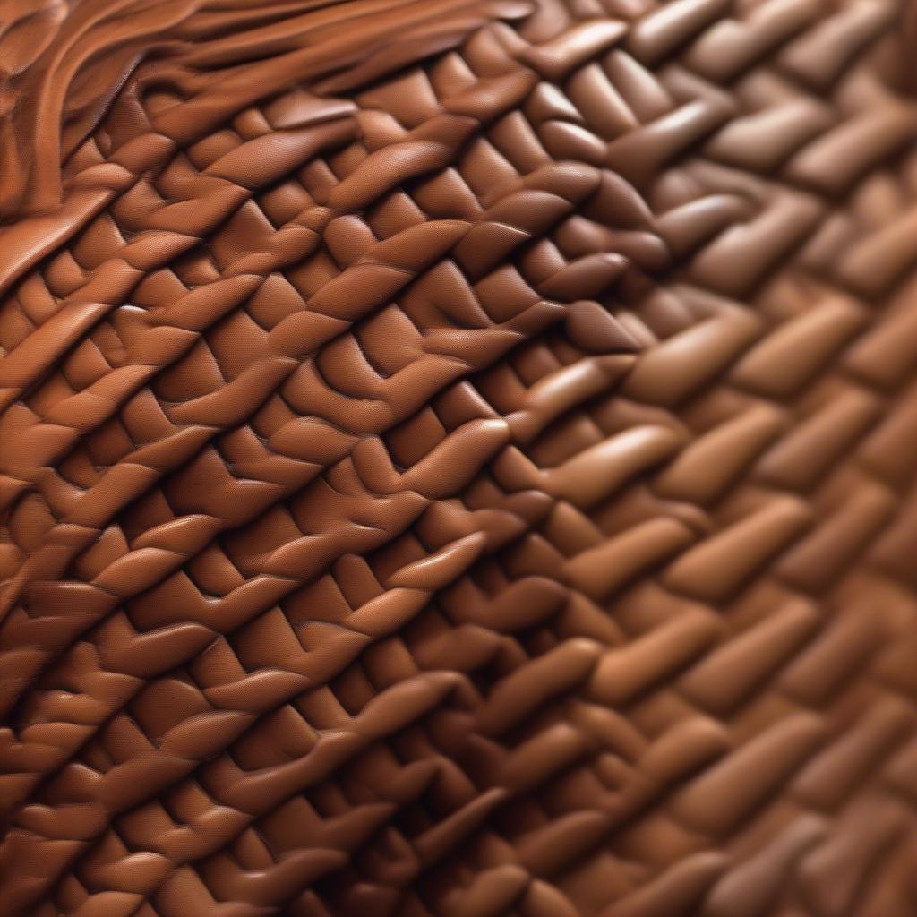 Close-up detail of a tex tan saddle showcasing the intricate basket weave pattern.