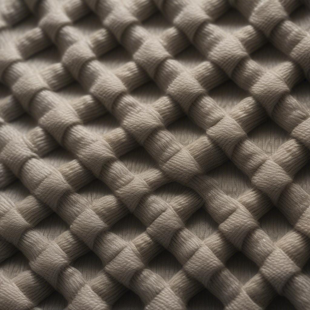 Close-up view of textured basket weave fabric showing intricate details and raised texture