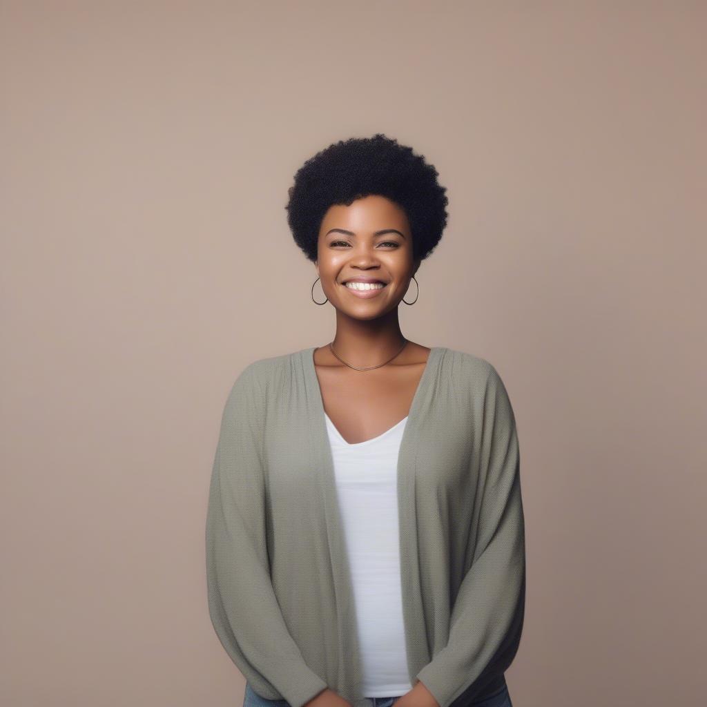 Woman embracing her natural hair after the big chop