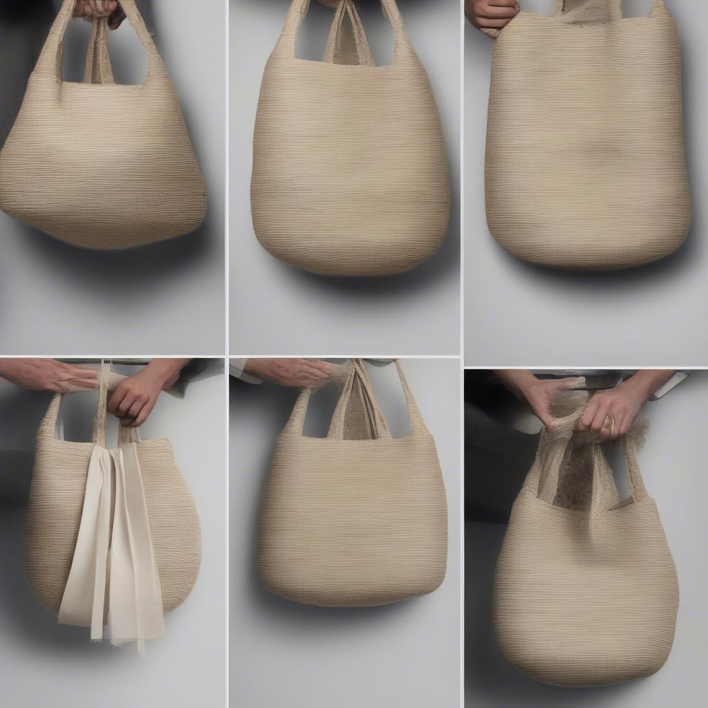 The Row woven bag undergoing a durability test